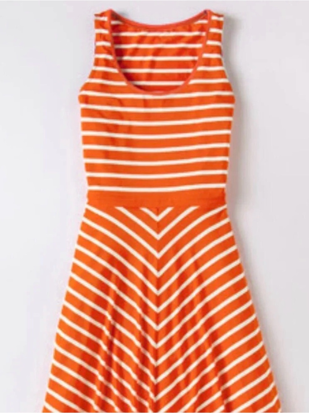 Orange and White Striped Knit Fit-and-Flare Dress